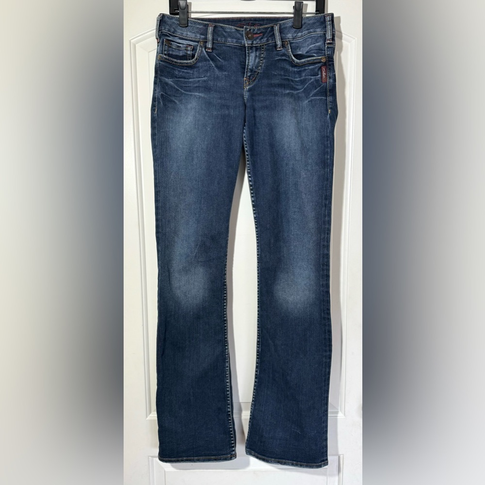 Silver Jeans Toni Mid Rise Bootcut Leg Dark Wash Blue Denim Women Size 29x35